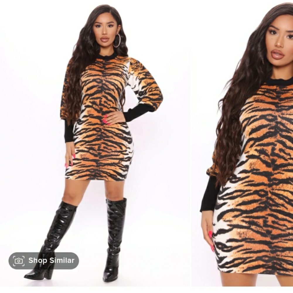 *similar* fashion nova tiger longsleeve bodycon dress